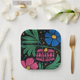 Foxtrot Delta Tango Flower Boho Paper Plates