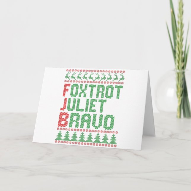 Foxtrot Juliet Bravo Ugly Christmas Sweater Gift Card (Front)