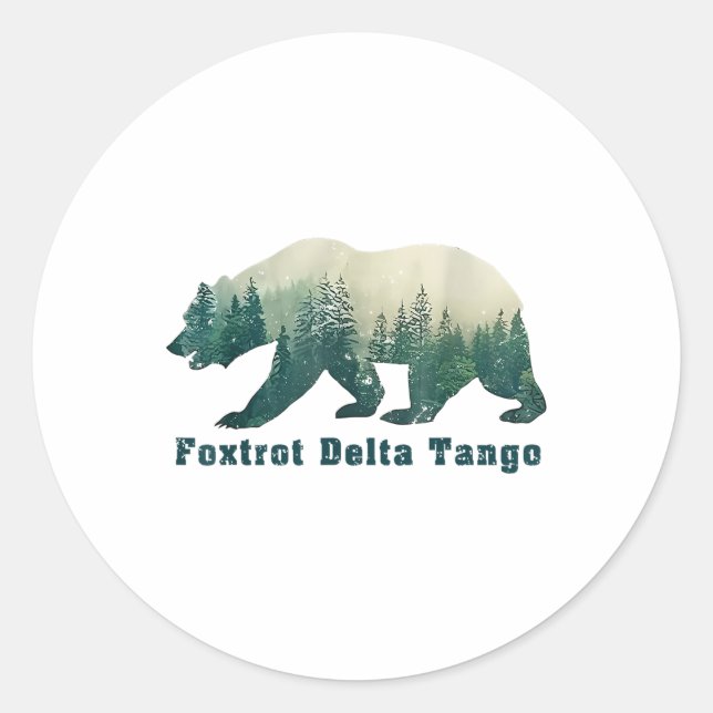 Foxtrots Deltas Tangos Funny Bear  Classic Round Sticker (Front)