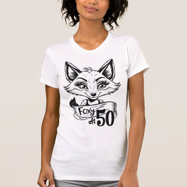 Foxy At 50 | 50th Birthday Party Fox White T-Shirt (Front)