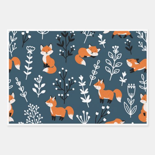 Foxy Blue  Wrapping Paper Sheets