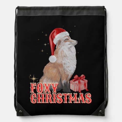 Foxy Christmas Drawstring Bag