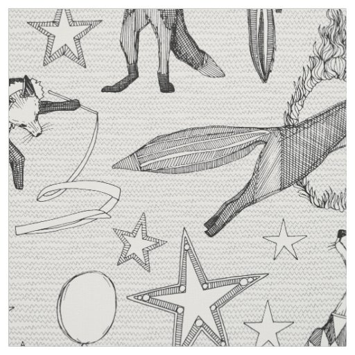 foxy circus black white fabric