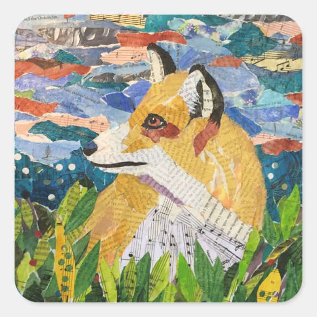Foxy collage square sticker (Front)
