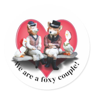 Foxy Couple Valentine's Day Classic Round Sticker