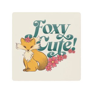 Foxy Cute with Flowers Metal Print