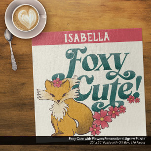 Foxy Cute with Flowers Personalized Jigsaw Puzzle