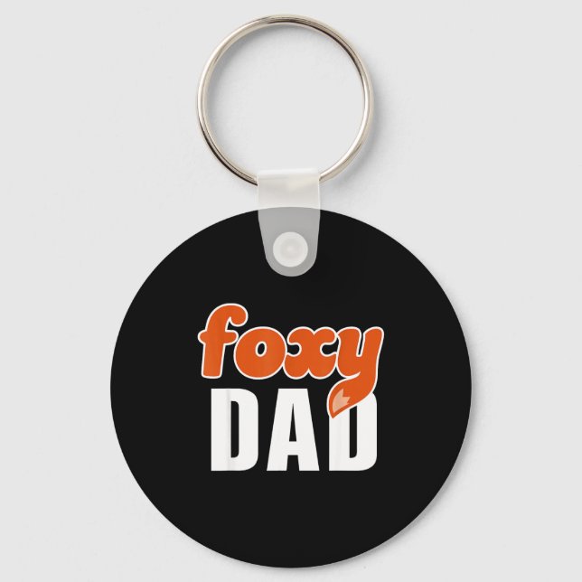 Foxy Dad Shirt Funny Father Gift Cute Fox Cartoon  Keychain (Front)