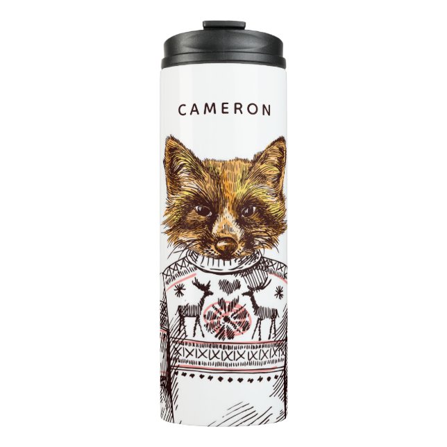 Foxy Dressed Fox | Add Your Name Thermal Tumbler (Front)