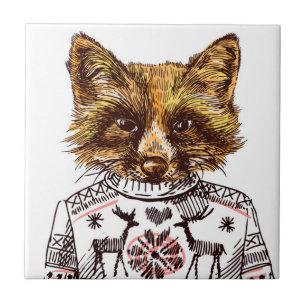 Foxy Dressed Fox Ceramic Tile
