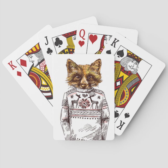 Foxy Dressed Fox Poker Cards (Back)