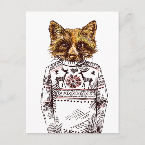 Foxy Dressed Fox Postcard