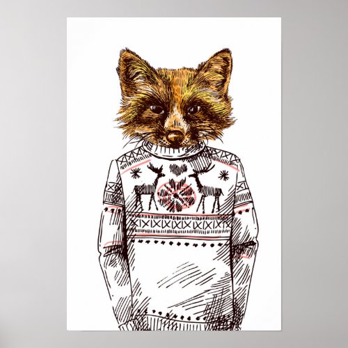 Foxy Dressed Fox Poster