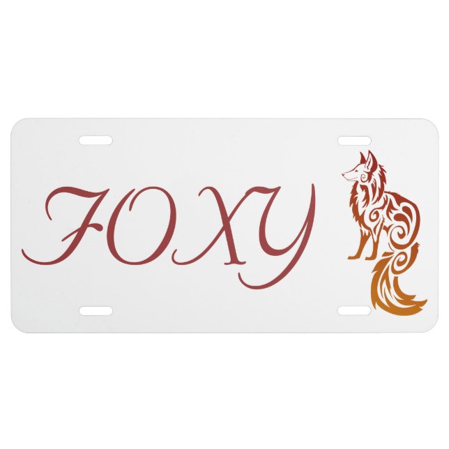 Foxy Firey Tribal Fox Vanity Plate (Front)