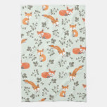 Foxy Floral Pattern Kitchen Towel at Zazzle