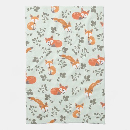 Foxy Floral Pattern Kitchen Towel
