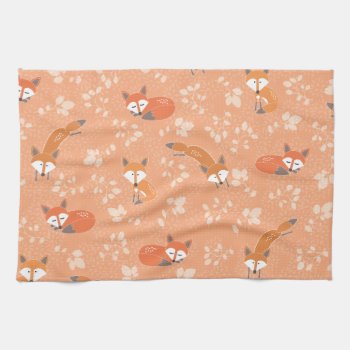 Foxy Floral Pattern Kitchen Towel by thespottedowl at Zazzle