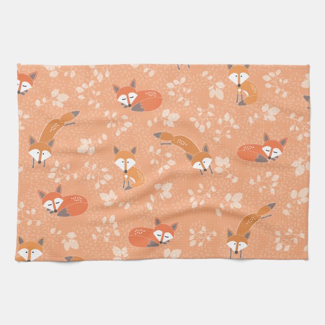 Foxy Floral Pattern Kitchen Towel (Horizontal)