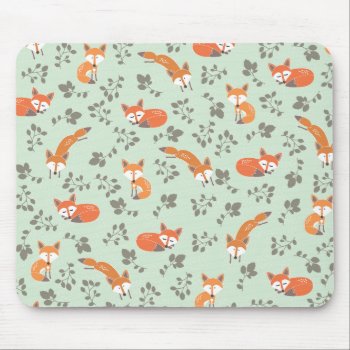 Foxy Floral Pattern Mouse Pad by thespottedowl at Zazzle