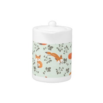Foxy Floral Pattern Teapot by thespottedowl at Zazzle