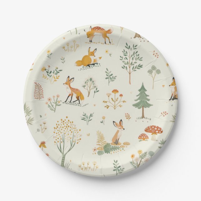 "Foxy Forest Paper Plates" Paper Plates (Front)