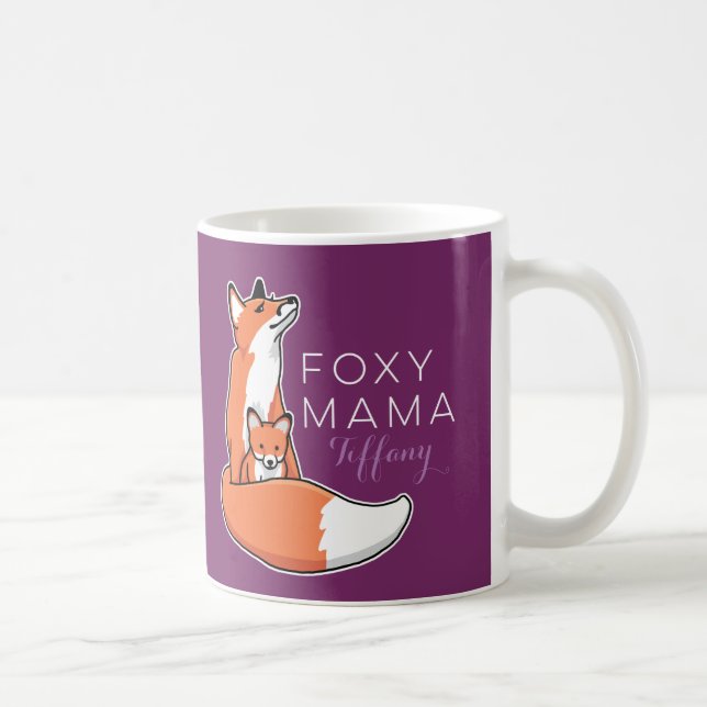 Foxy Fox Mama with Baby, Personalized Coffee Mug (Right)