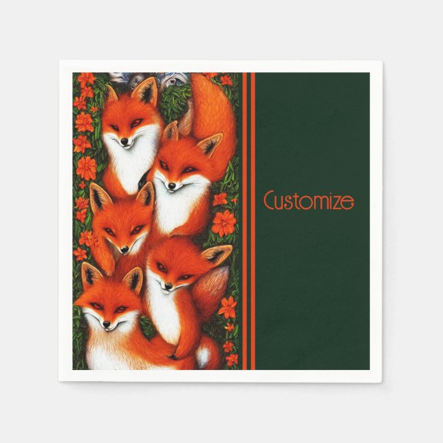 Foxy Fun Green Napkins (Front)