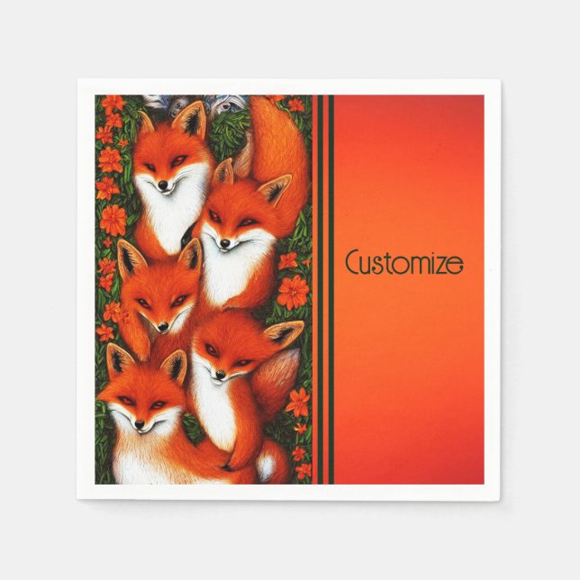 Foxy Fun Orange Napkins (Front)