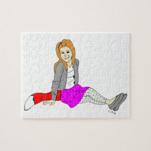 foxy girl button jigsaw puzzle