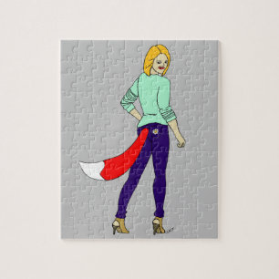 foxy girl button jigsaw puzzle