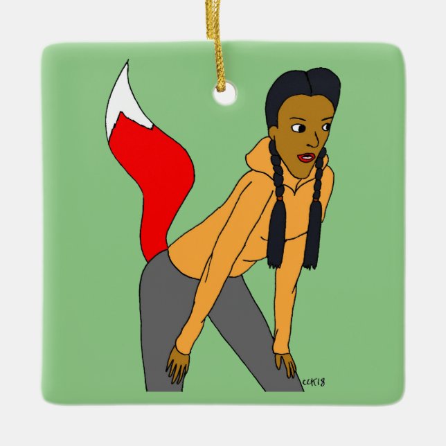 foxy girl    ceramic ornament (Front)