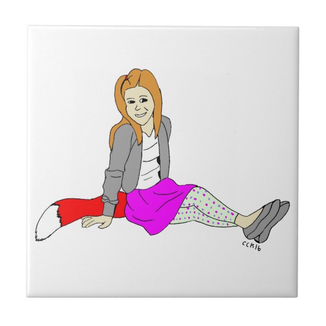 foxy girl ceramic tile (Front)