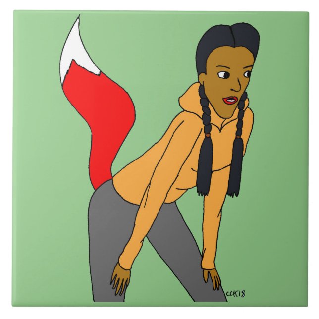 foxy girl   ceramic tile (Front)