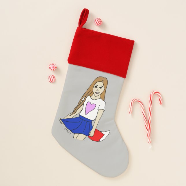 foxy girl  christmas stocking (Front)