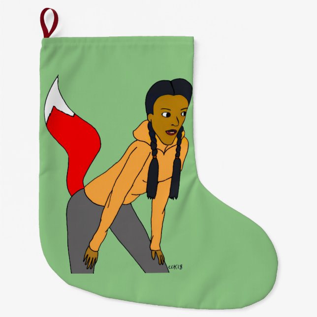 foxy girl  large christmas stocking (Front)