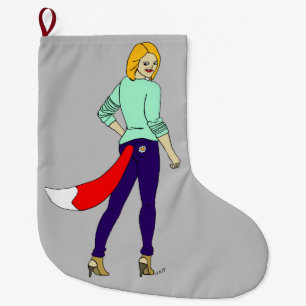 foxy girl large christmas stocking