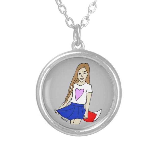 foxy girl  silver plated necklace (Front)