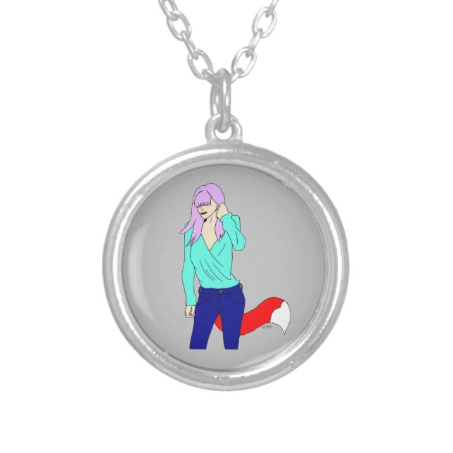 foxy girl   silver plated necklace (Front)