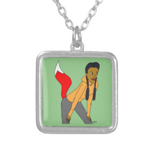 foxy girl   silver plated necklace