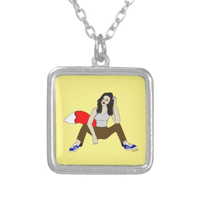 foxy girl  silver plated necklace (Front)