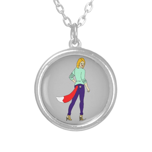 foxy girl    silver plated necklace (Front)