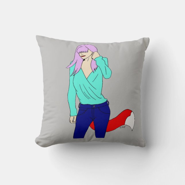 foxy girl   throw pillow (Front)