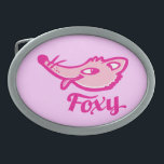 Foxy girls graphic pink belt buckle<br><div class="desc">Foxy graphic pink buckle uniquely designed by Sarah Trett.</div>