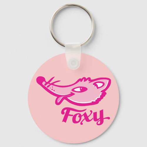 Foxy grinning fox girls pink keyring