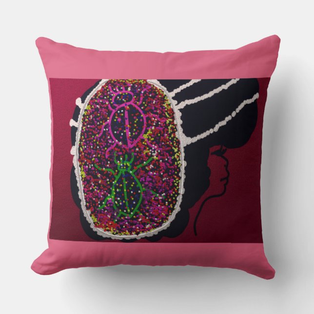 Foxy Ladybug Bride Throw Pillow (Front)