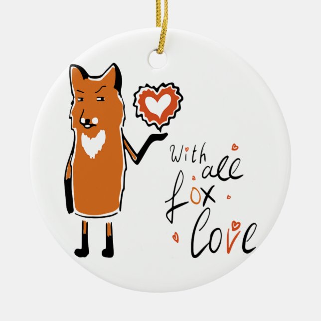 Foxy Love Ceramic Ornament (Front)