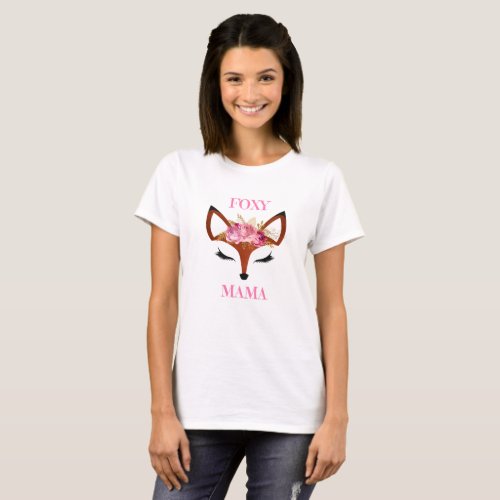 Foxy Mama Fox  Roses Mom Mothers Day Birthday T_Shirt