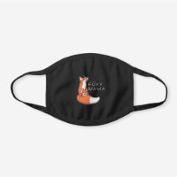 Foxy Mama Red Fox and Pup Black Cotton Face Mask