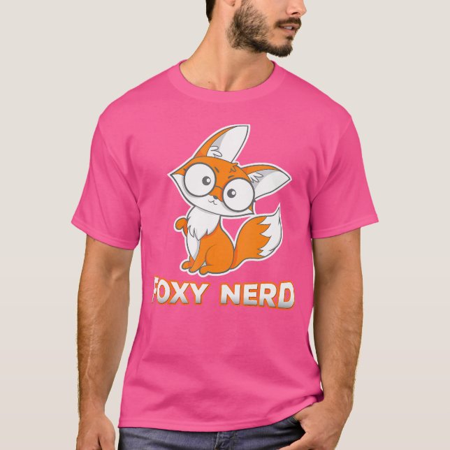 Foxy Nerd Funny Nerdy Fox With Glasses T-Shirt (Front)