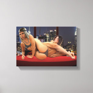 Foxy Penthouse Wrestling Canvas Print